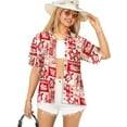thumbnail image 1 of HAPPY BAY Women's Button Down Blouses Summer Beach Party Short Sleeve Blouse Shirt Blouses Button up Dress Shirts Hawaiian Dresses for Women XXL Aloha Turtle, Red, 1 of 4