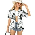 thumbnail image 1 of HAPPY BAY Women's Button Down Blouses Summer Beach Party Short Sleeve Blouse Shirt Holiday Tops Blouses Casual Button up Hawaiian Shirts for Women S Palm Tree Island, White, 1 of 4