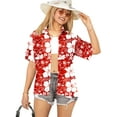 thumbnail image 1 of HAPPY BAY Women's Button Down Blouses Summer Beach Vacation Party Tops Camp Short Sleeve Blouse Hawaiian Shirts for Women Relaxed Fit Dressy XXL Poppy, All Hibiscus, 1 of 6