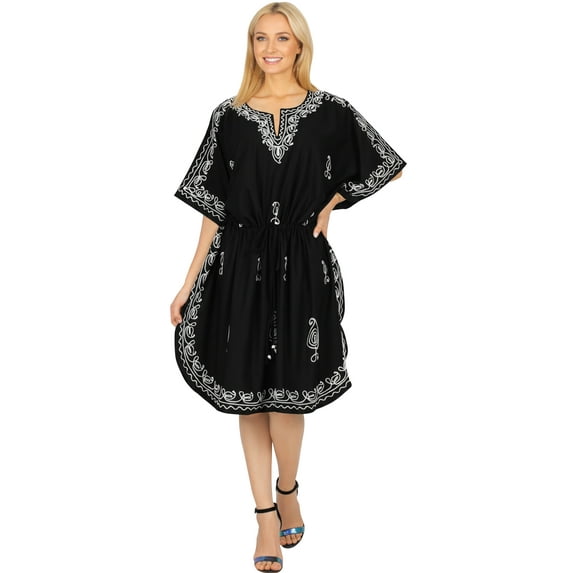 HAPPY BAY Women's Caftan Beachwear Ladies Vacation Swimwear Summer Beach Bikini Coverups Casual Mini Kaftans for Women 2X-3X 1065