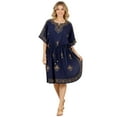 thumbnail image 1 of HAPPY BAY Women's Caftan Beachwear Ladies Vacation Swimwear Summer Beach Bikini Coverups Casual Mini Kaftans for Women 2X-3X Denim, Floral, 1 of 5
