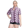 thumbnail image 1 of HAPPY BAY Women's Camp Dress Shirt Summer Hawaiian Blouse Tops XL Violet, vertical zigzag, 1 of 4