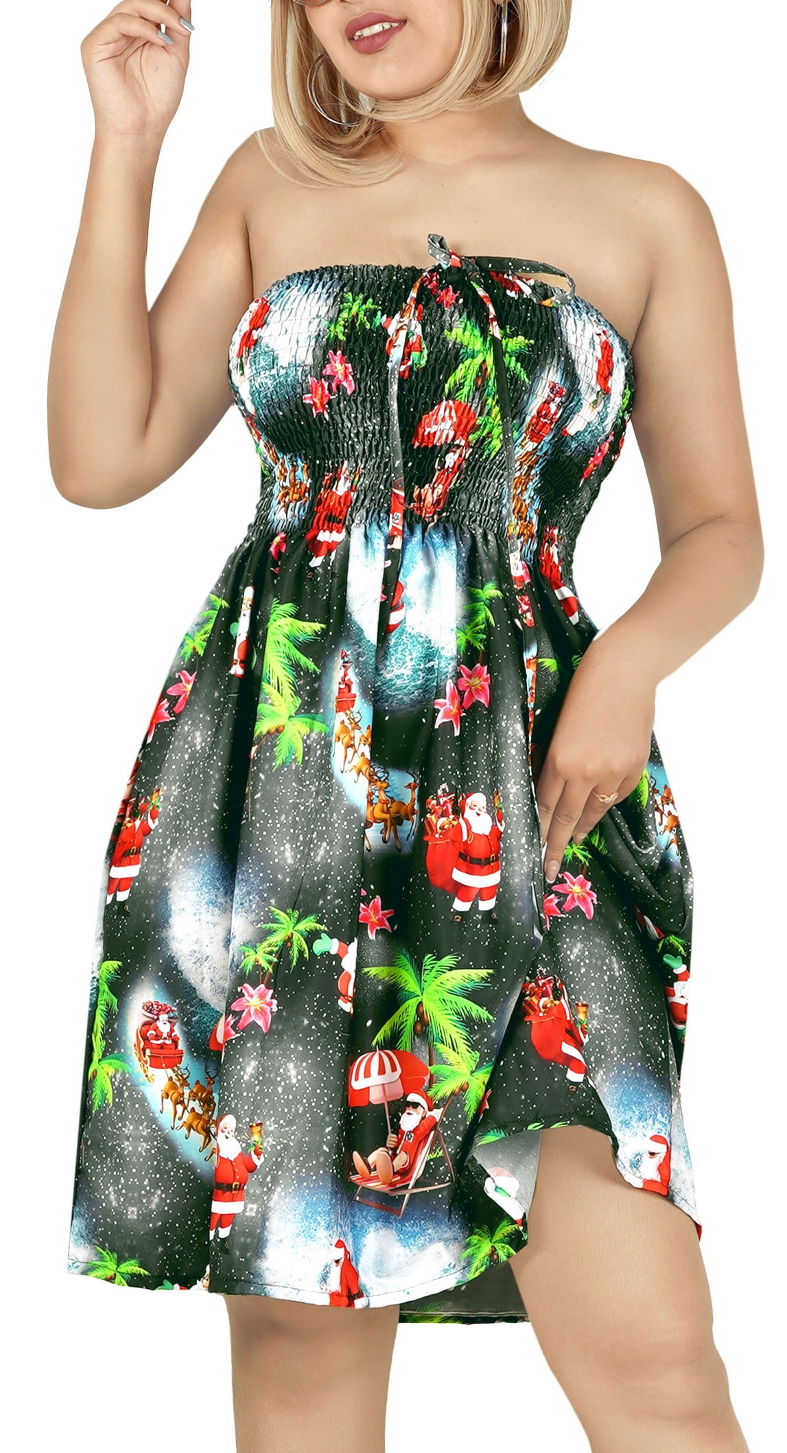 HAPPY BAY Women's Casual Beach A line Slit Mini Dress Tube Top Evening  Short Strapless Tacky Christmas Tree Dresses for Women L-XL Metal, Reindeer  - Walmart.com