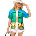 thumbnail image 1 of HAPPY BAY Women's Casual Beach Blouse Shirt Luau Party Blouses Button Down Short Sleeve Dress Tops Tee Shirts Hawaiian T Shirt for Women XL Hula Dance Party, Blue, 1 of 4
