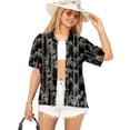 thumbnail image 1 of HAPPY BAY Women's Casual Beach Blouses Shirt TShirts Short Sleeve Button Up Dress Tops Tee Shirts Hawaiian Blouses for Women S Allover Stems, Black, 1 of 4