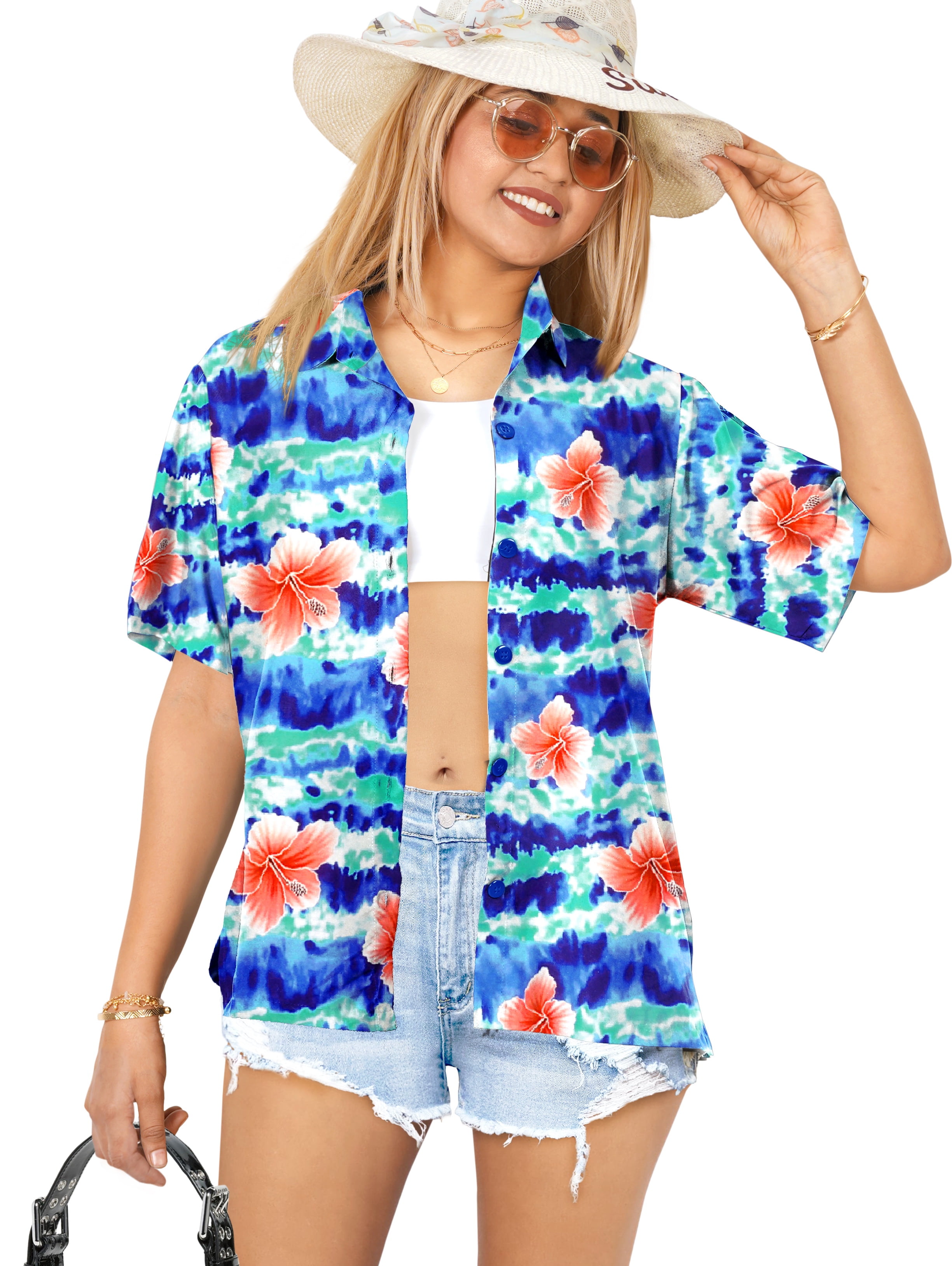 Sky Blue Hawaiian Women's Sleeveless Shirt main image 0