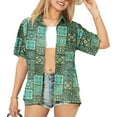 thumbnail image 1 of HAPPY BAY Women's Casual Beach Hawaiian Blouses Shirt T-Shirt Blouse Short Sleeve Button Up Dress Tee Shirts Tops for Women S Ethnic Collage, Multi, 1 of 5