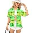 thumbnail image 1 of HAPPY BAY Women's Casual Beach Hawaiian Blouses Shirt V Neck Blouse Short Sleeve Button Down Dress Tops Tee Shirts for Women XL Aloha, Autumn Green, 1 of 4