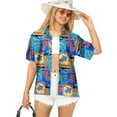 thumbnail image 1 of HAPPY BAY Women's Casual Beach Short Sleeve Blouse Shirt Collared Blouses Button Up Dress Tee Shirts Hawaiian Tops for Women M Dolphin Turtle, Blue, 1 of 3