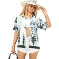 thumbnail image 1 of HAPPY BAY Women's Casual Beach Short Sleeve Blouse Shirt Luau Party Blouses Button Down Dress Tops Tee Shirts Hawaiian T Shirt for Women XXL Faded Tie Dye, White, 1 of 5
