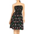 thumbnail image 1 of HAPPY BAY Women's Casual Beach A line Slit Smocked Mini Dress Tube Top Evening Short Strapless Christmas Tree Dress for Women One Size Ebony, Xmas Theme, 1 of 5