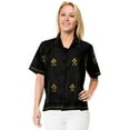 thumbnail image 1 of HAPPY BAY Women's Casual Blouse Shirt Solid Blouses Short Sleeve Button Down Dress Tops Tee Shirts Hawaiian T Shirt for Women S plus-size Black_X383, 1 of 3
