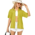 thumbnail image 1 of HAPPY BAY Women's Casual Blouses Shirt TShirts Short Sleeve Button Down Dress Tops Tee Shirts Hawaiian Blouses for Women XXL Solid, Autumn Mustard, 1 of 5