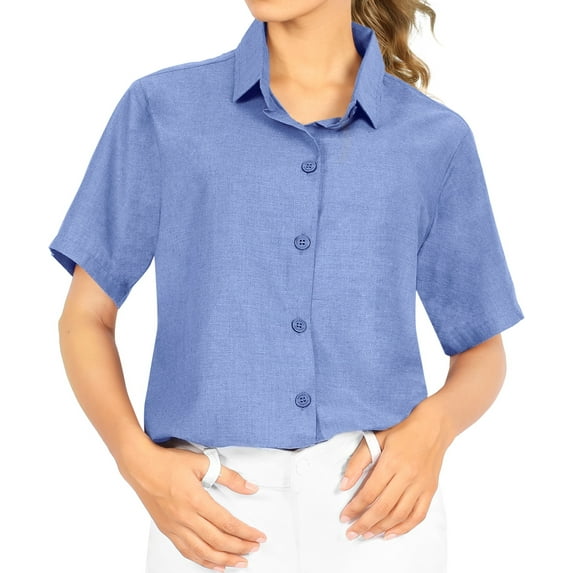 HAPPY BAY Women's Casual Hawaiian Blouse Shirt Cute Blouses Short Sleeve Button Up Dress Tops Tee Shirts Tank Top Women L Sapphire_AD596