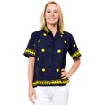 thumbnail image 1 of HAPPY BAY Women's Casual Hawaiian Blouse Shirt Solid Blouses Short Sleeve Dress Tops Tee Button Up Shirts for Women S plus-size Midnight, Polka Dots, 1 of 3