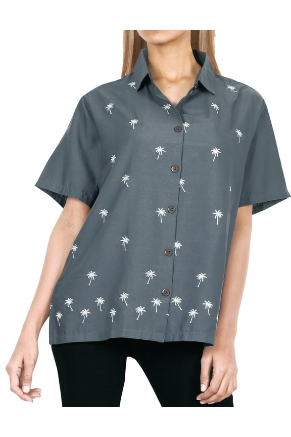 Women's Casual Hawaiian Blouse Shirt Solid Short Sleeve Button Up Dress Tops Tee Shirts Blouses for Women S Cloud X_AD600