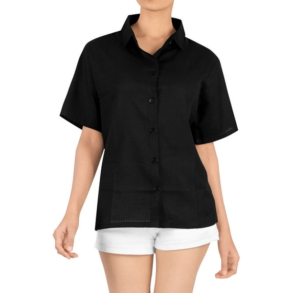 HAPPY BAY Women's Casual Short Sleeve Blouse Shirt Collared Blouses Button Down Dress Tee Shirts Hawaiian Tops for Women S Metal, Solid