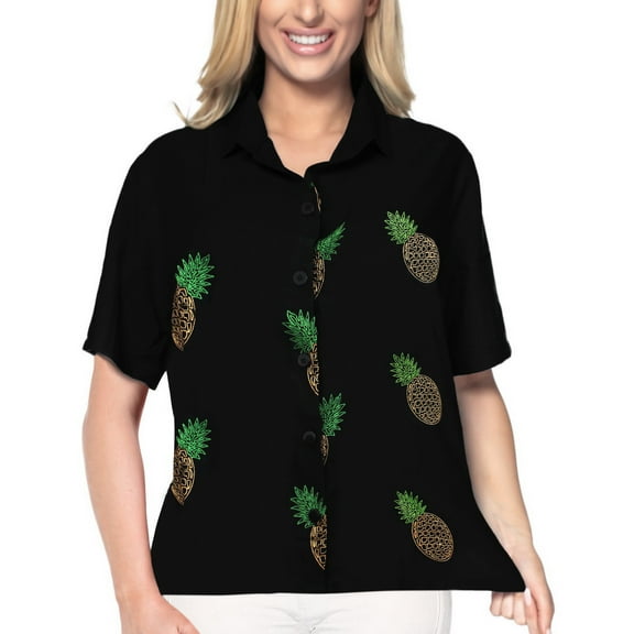 HAPPY BAY Women's Casual Solid Hawaiian Short Sleeve Blouse Shirt V Neck Blouses Button Up Dress Tops Tee Shirts for Women S Squid Ink_AD589