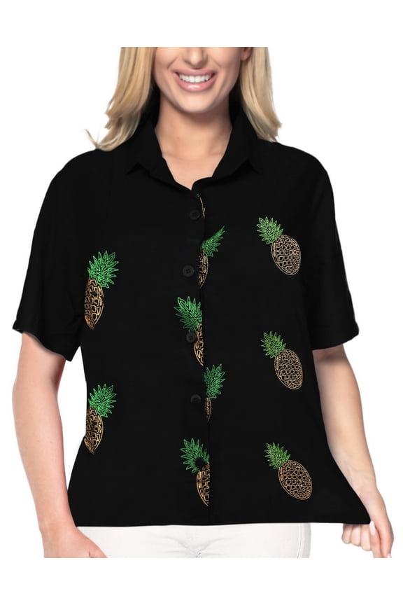 Women's Casual Solid Hawaiian Short Sleeve Blouse Shirt V Neck Blouses Button Up Dress Tops Tee Shirts for Women S Squid Ink_AD589