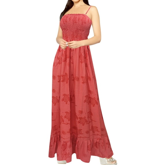 HAPPY BAY Women's Casual Tube Top Long Evening Frill Dress One Size Red_D394