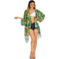 thumbnail image 1 of HAPPY BAY Women's Chiffon Summer Beach Loose Casual Beachwear Cover Top Dress Duster Kimono L-XL Navy, Tropical, 1 of 5