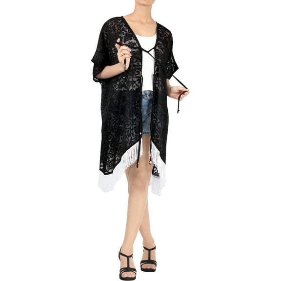 HAPPY BAY Women's Chiffon Summer Beach Open Front Holiday Kimono Beachwear Duster Cardigans XL-XXL Jade_AB732