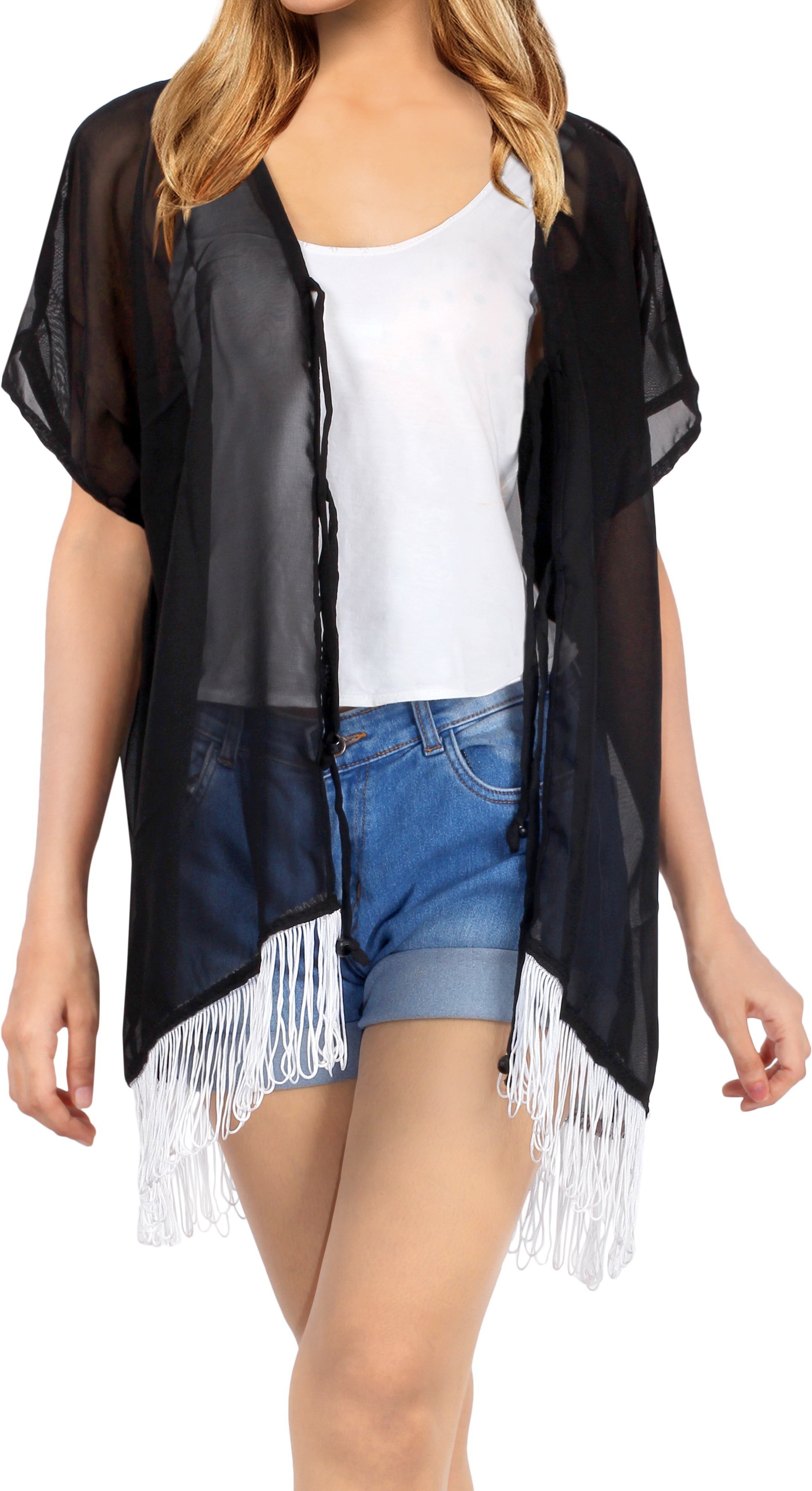 HAPPY BAY Women's Open Front Holiday Kimono Cardigan - Lightweight Beach Cover Up, Plus Size Available - View #5