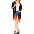 thumbnail image 1 of HAPPY BAY Women's Chiffon Summer Beach Open Front Holiday Kimono Beachwear Duster Cardigans XL-XXL Orange Tassels_AB740, 1 of 4