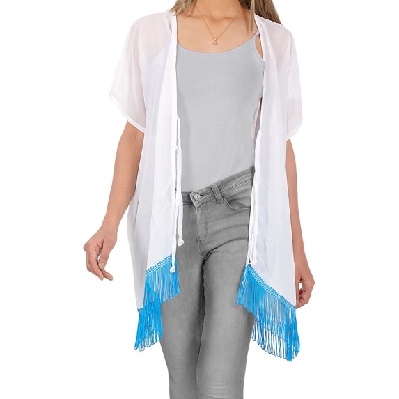 HAPPY BAY Women's Chiffon Summer Beach Open Front Holiday Kimono Beachwear Duster Cardigans for Women XL-XXL Sky Smoke_AB743