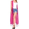 thumbnail image 1 of HAPPY BAY Women's Chiffon Summer Beach Open Front Lightweight Beachwear Duster Kimono Cardigan for Women M-L Raspberry_AB882, 1 of 4