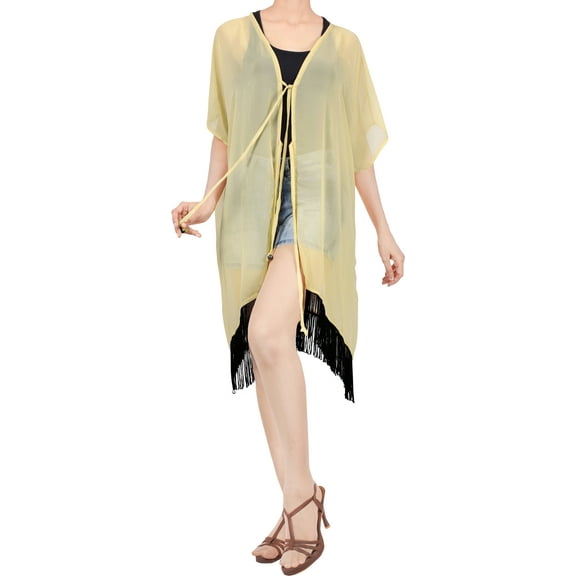 HAPPY BAY Women's Chiffon Summer Beach Open Front Maternity Beachwear Duster Kimono Cardigan XL-XXL Camel_AB783