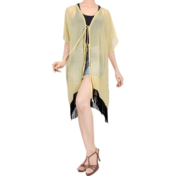 HAPPY BAY Women's Chiffon Summer Beach Open Front Maternity Beachwear Duster Kimono Cardigan XL-XXL Camel_AB783