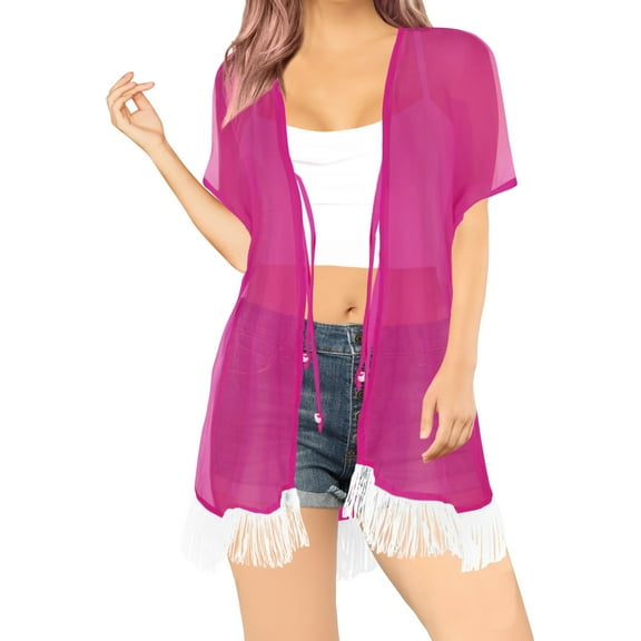 HAPPY BAY Women's Chiffon Summer Beach Open Front Maternity Beachwear Duster Kimono Cardigan for Women XL-XXL PInk_AB742