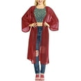 thumbnail image 1 of HAPPY BAY Women's Chiffon Summer Open Front Chunky Beach Beachwear Duster Kimono Cardigan for Women 1X-2X Red_AB905, 1 of 6