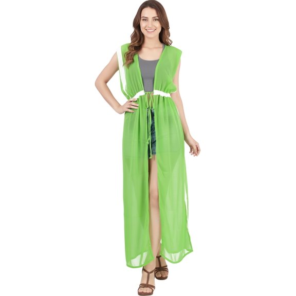 HAPPY BAY Women's Chiffon Summer Open Front Soft Beach Beachwear Duster Kimono Cardigan for Women M-L Shamrock Green_AB932