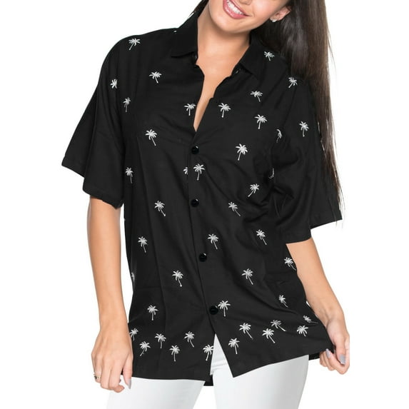 HAPPY BAY Women's Classic V-Neck Blouse Tops Simple Shirt XXL Black_X508