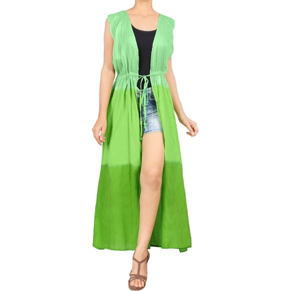 HAPPY BAY Women's Cotton Summer Beach Open Front Slouchy Kimono Beachwear Duster Cardigan for Womens L-XL Fern, Stripes