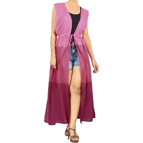 HAPPY BAY Women's Cotton Summer Beach Open Front Slouchy Kimono Beachwear Duster Cardigans for Women L-XL PInk_AB832