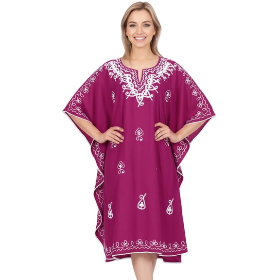HAPPY BAY Women's Cover Ups Swimwear Ladies Swimsuit Coverup Beach Caftan Bikini Casual Summer Short Kaftans for Women 2X-3X Fuscia, Solid