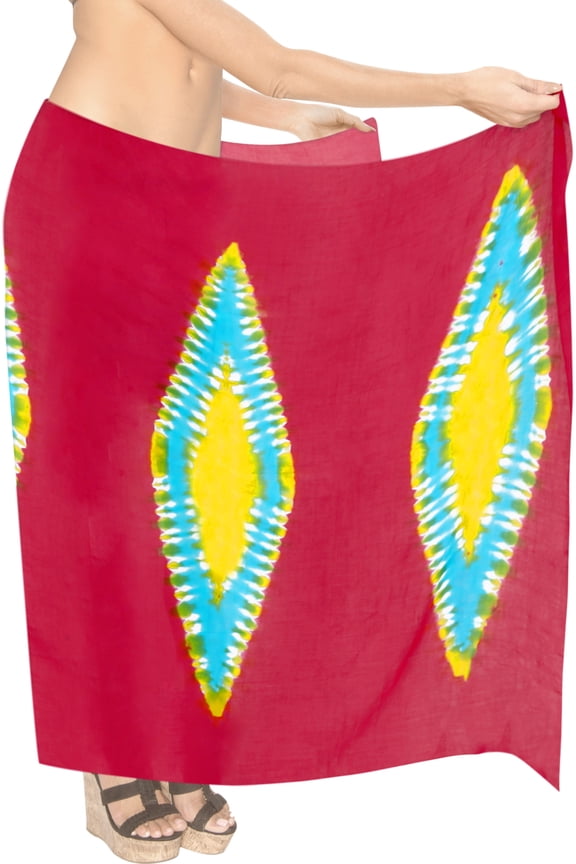 Women's Cover-up Coverups Beach Cover up Swimwear Wraps Vacation Swimsuit Long Beachwear Bikinis Pareos Summer Sarong One Size Red, Tie Dye