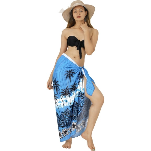 HAPPY BAY Women's Coverups Bikinis Swim Cover up Swimwear Beach Wraps Beachwear Summer Vacation Long Sarong for Women One Size Han, Palm Tree