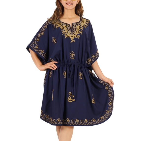 HAPPY BAY Women's Dress Tunic Ladies Cover Ups for Swimwear Women Summer Beach Loungewear Mumu Swimwear Bikini Loungewear 2X-3X Astronaut, Paisley