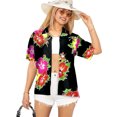 thumbnail image 1 of HAPPY BAY Women's Floral Beach Blouse Shirt Collared Blouses Button Up Short Sleeve Dress Tee Shirts Hawaiian Tops for Women L Retro Hibiscus, Pink, 1 of 5