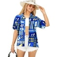 thumbnail image 1 of HAPPY BAY Women's Floral Beach Hawaiian Blouses Shirt T-Shirt Blouse Short Sleeve Button Down Dress Tee Shirts Tops for Women XL Boho Prints, Blue, 1 of 6