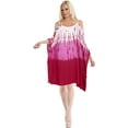 thumbnail image 1 of HAPPY BAY Women's Flowy Cover Ups Sleeveless Beach Tunic 1X-2X Pink, Tie Dye, 1 of 7