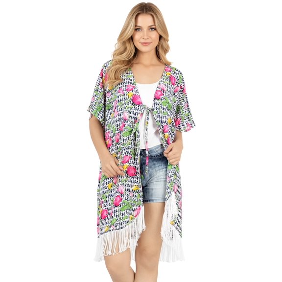 HAPPY BAY Women's Front Open Holiday Kimono Duster Cardigans XL-XXL Pink-AB849