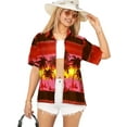 thumbnail image 1 of HAPPY BAY Women's Funky Vacation Beach Blouse Short Sleeve Tops Tropical Hawaiian Shirts for Women S Red, Monochromatic Palm, 1 of 5