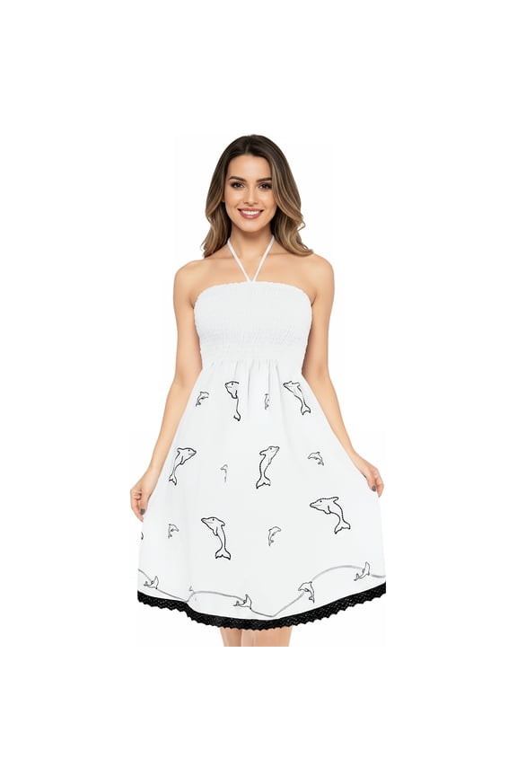 Women's Halter Neck Basic Slim Elastic Top Short Tshirt Dresses L-XL White_D978