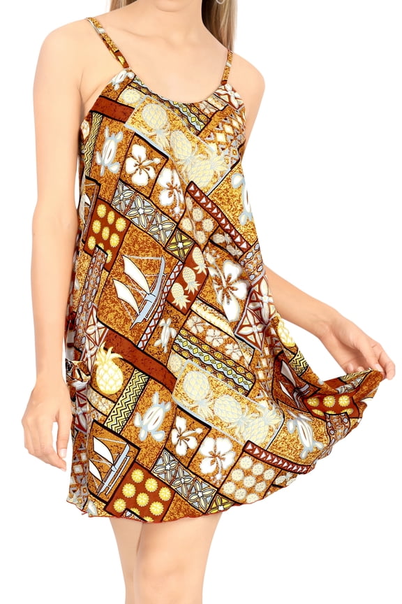 Women's Honeymoon Nightshirts Mini Slip Nighty 00 Mustard-AC8