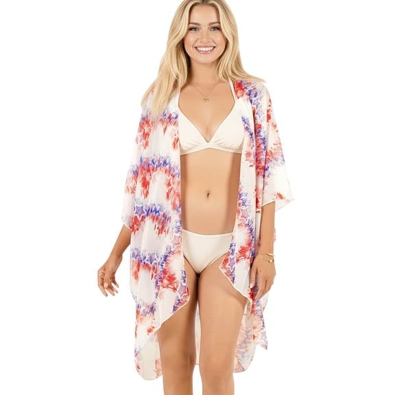 HAPPY BAY Women's Kimono Loose Dress Beach Cover Up Cardigans 3X-4X Stripes Red